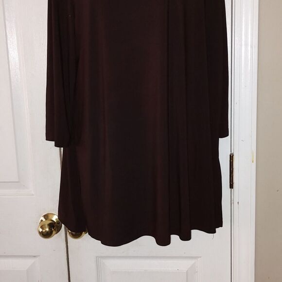Slinky Brand chocolate brown 3/4th length sleeve long tunic Sz 1X - Picture 2 of 5